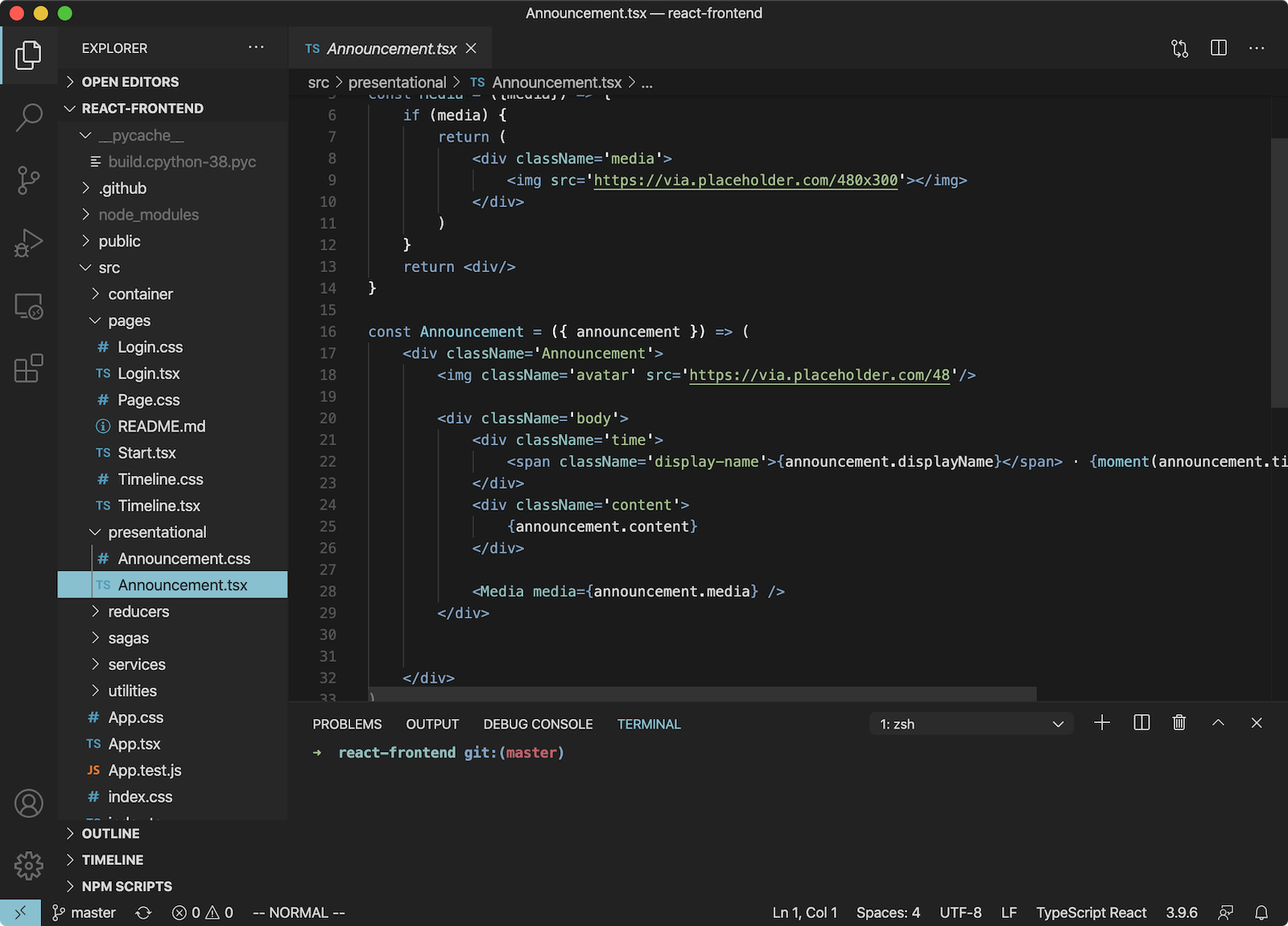 Screenshot of the nord native theme applied to visual studio