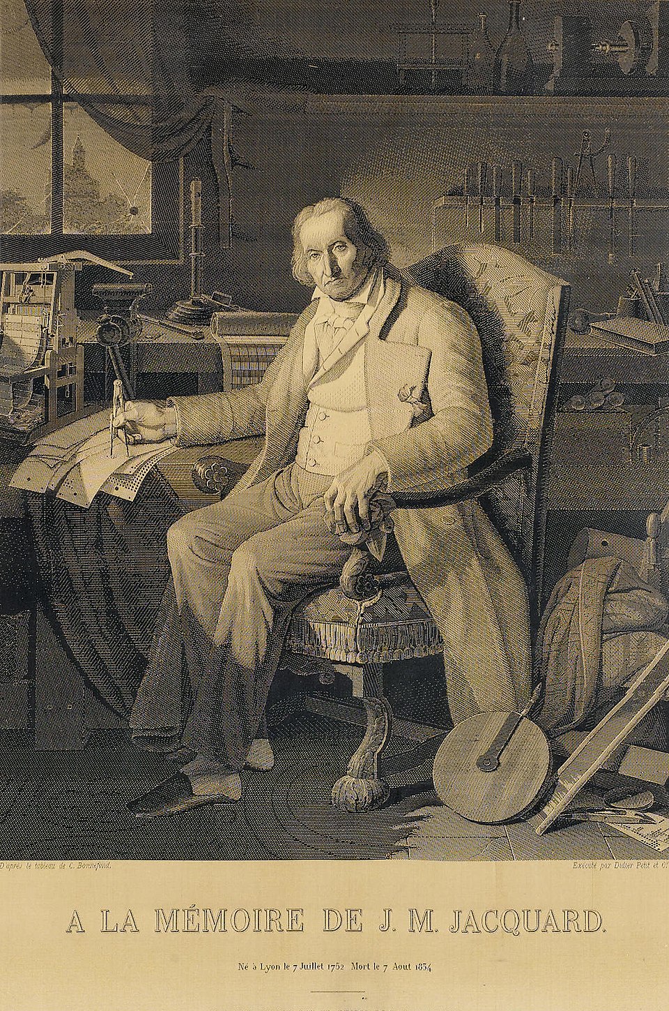 Portrait of Jacquard woven in silk on a Jacquard loom