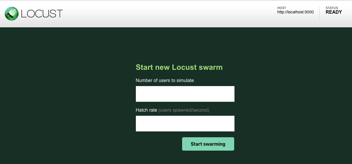 Screensot of Locust startup page